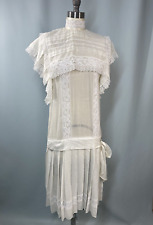 Vintage Dress Gunne Sax SIZE XS JUNIOR 3  white girls Edwardian drop waist pleat picture