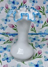 Vintage Fenton Aqua Blue Crest Vase picture