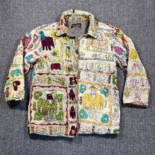 Vintage 90s Sacred Threads Patchwork Jacket Size M/L Elephants Boho Quilted picture