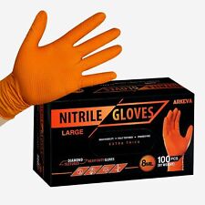 Heavy Duty Orange Industrial Nitrile Gloves with Raised Diamond Texture, 8-mil picture