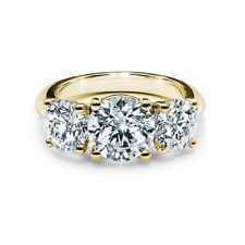ISAAC WOLF Three Stone Round 2CT Moissanite Engagement Ring in 10k Gold picture