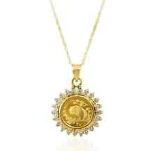 2Ct Lab-Created Diamond Panda Coin Charm Pendant 14k Yellow Gold Plated picture