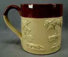Bourne Denby Brown Hunting Ware Sprigged Stoneware Large Tankard C. 1850-1870s picture