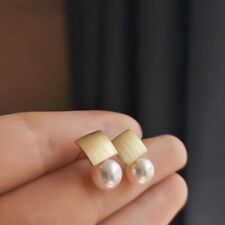 new AAAA++++ 9-10 mm Natural south sea Round White pearl earring 925s.. picture