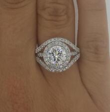 2.25 Ct Multi Row Halo Round Cut Diamond Engagement Ring SI2 G White Gold 14k picture