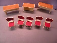 RARE Wagner Kunstlerschutz Dollhouse Schoolhouse Furniture Tables Chairs Only picture