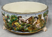 Vintage Capodimonte Porcelain Bowl Children Playing In Garden ITALY Signed picture