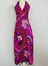 Vtg FUMI'S Waikiki Custom Made Hawaiian Maxi Dress Size S Psychedelic 60s Print picture