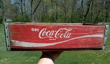 - Vintage Red Wooden Coke Bottle Coca Cola Soda Crate Wood Case - picture