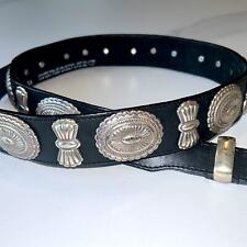 VTG Billy Belts California Black Leather Concho Cowgirl Western Belt Size 38 picture