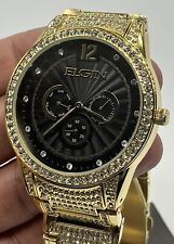 Elgin Men's Gold-Tone 295 Crystals Black Dial Watch - FG160030G picture