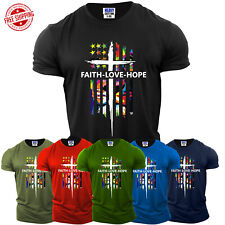 Faith Love Hope Mens Religious T-Shirt New USA Bible Christianity Gift Tee S-3XL picture
