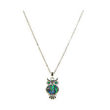 Women's Natural Abalone Shell Owl Pendant and Necklace Set picture