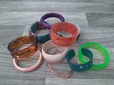 (10) Vintage Lucite 1950/1960s Chunky Plastic Bracelets Bangles Pink Circles picture