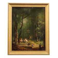 Antique Painting with Landscape Oil on Hardboard XIX Century picture