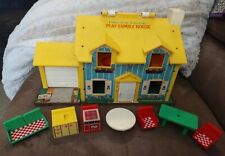 Vtg Fisher Price Little People Vintage Play Family House 1969 Blue Yellow #952 picture