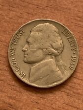 1939 jefferson nickel no mint mark  5 Cent Coin picture