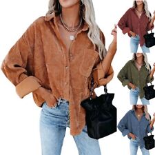 Fall Winter Women's Long Sleeves Corduroy Cardigan Shirts Oversize Blouse Tops picture