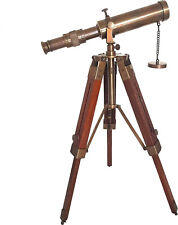 Antique Telescope with Wooden Tripod Vintage Brass décor Table Top  Antique Gift picture