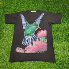 Vintage 1998 Hummingbird Dandelion Art Shirt Womens XL 21x28 Black Single-Stitch picture