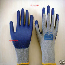 240 Pairs Premium BLUE Latex Rubber Coated Palm Work Gloves  picture