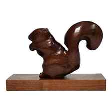 Rustic Hand Carved Squirrel Figurine Shelf Mantle Wood Carving Farmhouse Decor picture
