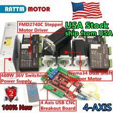 US丨4 Axis Nema23 Dual shaft Stepper Motor 425oz-in/280Ncm &Driver 4A USB CNC Kit picture