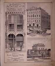 1876 Print, FRANKFORT, INDIANA ~ FIRST NATIONAL BANK - I.O.O.F. BUILDING #244 picture