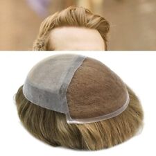 French Lace Front Mens Toupee Hairpiece Brown Blonde Poly Skin PU Hair System picture