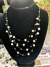 | Vintage | Multi Strand | Genuine Freshwater Pearl Necklace w/Pendant picture