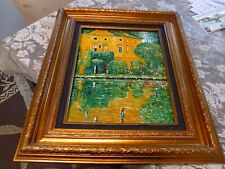 Antique signed oil painting 12 x 16 original famous Gustav Klimt lake scape picture