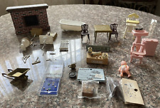 Vintage Dollhouse Lot ~ Renwal & Other Brand Furniture & Baby Figure picture