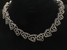 MEXICO 925 Sterling Silver - Vintage Triangle Spiral Link Chain Necklace- NE1594 picture