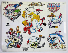 Official Tattoo Brand Flash Art Sheet 743-C Vintage 1998 Military US Navy picture