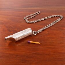 UNUSUAL AMERICAN SILVER PLATE WHISTLE / MATCH SAFE CHAIN SCROLLS NO MONOGRAM picture