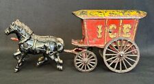 Antique ORIGINAL Cast Iron Horse Drawn Ice Wagon 12