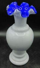 RARE ONE OF THE KIND FENTON VASE WITH DEEP BLUE INLAY UNIQUE  picture