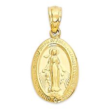 Solid Gold Miraculous Medal Pendant in 10k or 14k, Guadalupe Pendant picture
