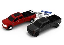 2024 ERTL 1:64 = FORD F350 DUALLY Pickup Truck *PAIR* Red & Gun Metal Gray NEW picture