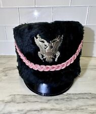 1960’s VTG Marching Band Shako Master Black Military Flat Top Faux Fur NOS 6 7/8 picture