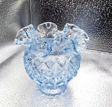 Vintage Fenton Glass Diamond Vase RARE Color Crystal & Light Blue Hues Gorgeous picture