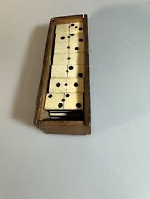 Antique Dominos Double Six 2 piece glued with brass pin Complete set 28pcs picture