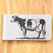Holstein Dairy Cow Money Clip ~ Engraved Stainless Steel picture