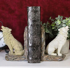 Wardens Of The North Howling Gray And White Wolves Bookends Wolf Figurine Set picture