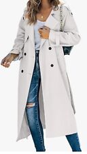 Makkrom Women's Double-Breasted Trench Coat Classic Lapel Overcoat Slim...  picture