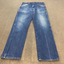 vtg Wrangler Jeans Mens Blue Cowboy Cut Distressed Denim USA Made Measures 31x29 picture
