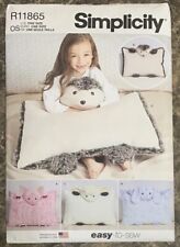 Simplicity Sewing Pattern R11865 Plush Animal Pillow Cases One Size picture