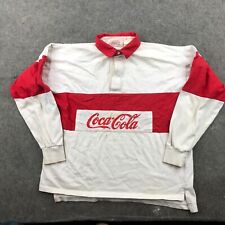 Vintage COCA COLA Rugby Shirt Mens Large Red White Casual Wear 80s 90s Rugby * picture