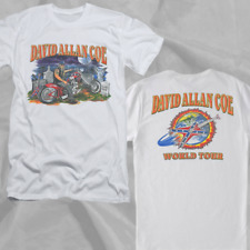 Vintage David Allan Coe World Tour Rare White Double Sided T-Shirt picture
