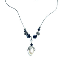 Vintage Sterling Silver Genuine Creamy Pearl Pendant Necklace 18